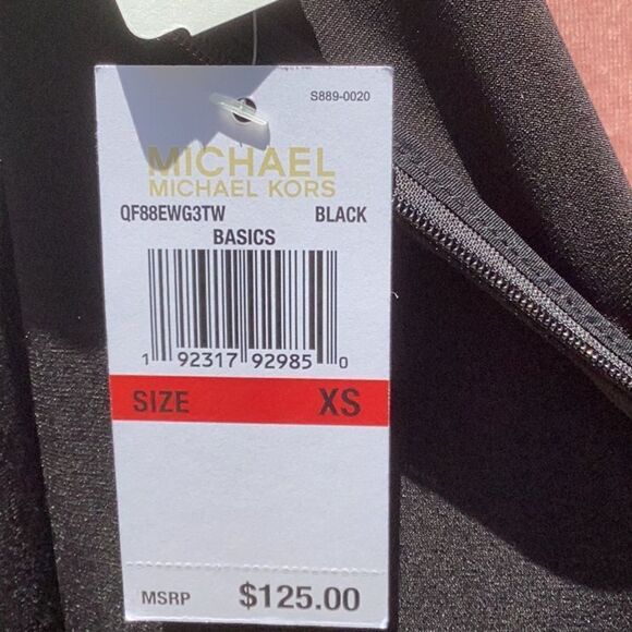 MICHAEL KORS NWT XS BLACK SHIFT DRESS DOUBLE BELL SLEEVES CHAIN DETAIL - Picture 13 of 13